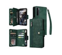 (Green) Compatible with OnePlus Nord Case PU Leather Magnetic Flip Zipper Card Holder Wallet Cover