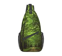Green Country Road Happy Valentine's Day Crossbody Bag Men's Chest Cross Body Bag, Ligero, para Senderismo y Viajes