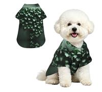 Green Creeper M - Camisa hawaiana para perros pequeños, bonito traje de playa de verano para cachorros, ropa suave y transpirable para gatos con botones
