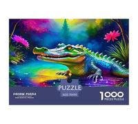 Green Crocodile with Open Mouth in Jungle Estructura De Papel Duradera Juego Divertido Y Desafiante, Apto para Adultos Y Jóvenes En Momentos De Relax 70x50cm/1000pcs