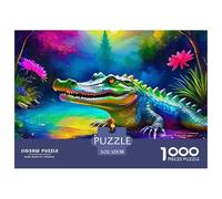 Green Crocodile with Open Mouth in Jungle Material De Cartón De Calidad Piezas Encajadas Precisas, Juego Mental Ideal para Relajación, Reducción De Estrés Y Ocio 52x38cm/1000pcs