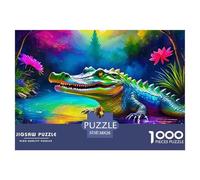 Green Crocodile with Open Mouth in Jungle Piezas Cortadas con Precisión Cartón Ecológico, Ideal para Reducir Estrés Y Calma Mental En El Día A Día 38x26cm/1000pcs