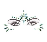 Green Crystal Tattoo Sticker Face Glitter Rhinestone Temporary Tattoo Music Festival Party Shiny Eyes Body Jewelry Tattoos(HF156)