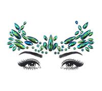 Green Crystal Tattoo Sticker Face Glitter Rhinestone Temporary Tattoo Music Festival Party Shiny Eyes Body Jewelry Tattoos(L0332)