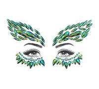 Green Crystal Tattoo Sticker Face Glitter Rhinestone Temporary Tattoo Music Festival Party Shiny Eyes Body Jewelry Tattoos(L0079)