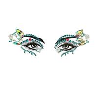 Green Crystal Tattoo Sticker Face Glitter Rhinestone Temporary Tattoo Music Festival Party Shiny Eyes Body Jewelry Tattoos(YT141)