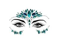 Green Crystal Tattoo Sticker Face Glitter Rhinestone Temporary Tattoo Music Festival Party Shiny Eyes Body Jewelry Tattoos(YT36)