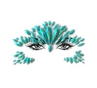 Green Crystal Tattoo Sticker Face Glitter Rhinestone Temporary Tattoo Music Festival Party Shiny Eyes Body Jewelry Tattoos(YT117)