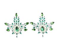 Green Crystal Tattoo Sticker Face Glitter Rhinestone Temporary Tattoo Music Festival Party Shiny Eyes Body Jewelry Tattoos(XT22)