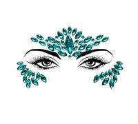 Green Crystal Tattoo Sticker Face Glitter Rhinestone Temporary Tattoo Music Festival Party Shiny Eyes Body Jewelry Tattoos(YT33)