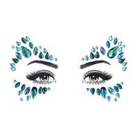 Green Crystal Tattoo Sticker Face Glitter Rhinestone Temporary Tattoo Music Festival Party Shiny Eyes Body Jewelry Tattoos(L0105)