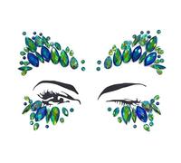 Green Crystal Tattoo Sticker Face Glitter Rhinestone Temporary Tattoo Music Festival Party Shiny Eyes Body Jewelry Tattoos(L0085)