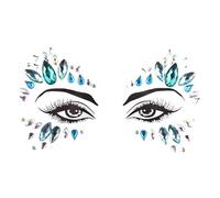 Green Crystal Tattoo Sticker Face Glitter Rhinestone Temporary Tattoo Music Festival Party Shiny Eyes Body Jewelry Tattoos(HF155)