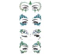 Green Crystal Tattoo Sticker Face Glitter Rhinestone Temporary Tattoo Music Festival Party Shiny Eyes Body Jewelry Tattoos(EG137)