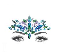 Green Crystal Tattoo Sticker Face Glitter Rhinestone Temporary Tattoo Music Festival Party Shiny Eyes Body Jewelry Tattoos(L0139)