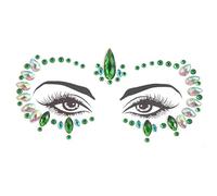 Green Crystal Tattoo Sticker Face Glitter Rhinestone Temporary Tattoo Music Festival Party Shiny Eyes Body Jewelry Tattoos(HF152)