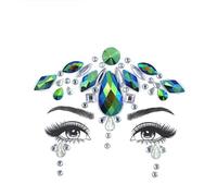 Green Crystal Tattoo Sticker Face Glitter Rhinestone Temporary Tattoo Music Festival Party Shiny Eyes Body Jewelry Tattoos(L0143)