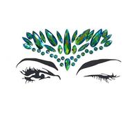 Green Crystal Tattoo Sticker Face Glitter Rhinestone Temporary Tattoo Music Festival Party Shiny Eyes Body Jewelry Tattoos(L0008)