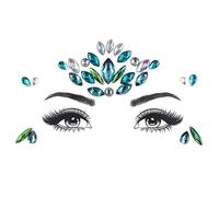 Green Crystal Tattoo Sticker Face Glitter Rhinestone Temporary Tattoo Music Festival Party Shiny Eyes Body Jewelry Tattoos(L0354)