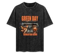 Green Day Revolution Radio Flaming Washed Round Neck Men Women tee Shirt Size XXL