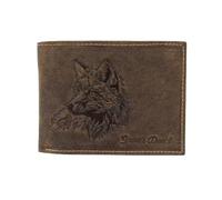 Green Deed - Cartera de Piel Auténtica para Hombre - Motivo : Fox - 12x9x3 cm - Compartimentos para Tarjetas de crédito - Bolsillo de Malla - Cartera para Hunter - Protección RFID