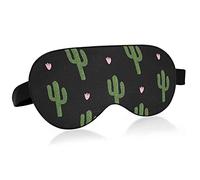Green Desert Cactus Cacti Pink Hearts Seamless On Black Eye Masks Cover Blocks Light Sleep Mask Shade Cover Blindfold Relaxing Eyeshade Cover con correa ajustable para la cabeza para hombres, mujeres