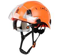 GREEN DEVIL Casco de protección industrial certificado EN397 & EN166 con visera tintada y clara | Casco de seguridad con doble visera para construcción, artesanía e industria | Casco de trabajo