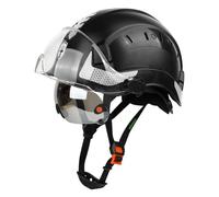 GREEN DEVIL Casco de seguridad industrial certificado EN397 y EN166 con visera tintada + transparente | Casco de seguridad con doble visera para construcción, artesanía e industria | Casco de