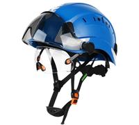 GREEN DEVIL Casco de seguridad industrial certificado EN397 y EN166 con visera tintada + transparente | Casco de seguridad con doble visera para construcción, artesanía e industria | Casco de