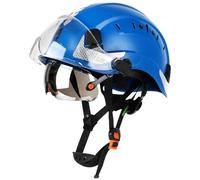 GREEN DEVIL Casco de seguridad industrial certificado EN397 y EN166 con visera tintada + transparente | Casco de seguridad con doble visera para construcción, artesanía e industria | Casco de