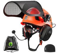 GREEN DEVIL Casco de seguridad para motosierra, casco de seguridad con protección auditiva, Bluetooth, orejeras y protección facial, protección ocular de doble capa, 5 en 1, juego de casco EN397,