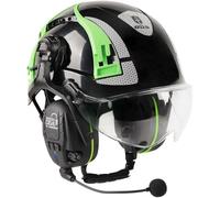 GREEN DEVIL Casco de seguridad X-Armor con protección auditiva activa y visera transparente, casco de seguridad ABS EN 397, casco industrial EN352, compatible con SNR 32dB con Bluetooth (negro)