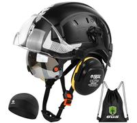 GREEN DEVIL Mervex - Casco de seguridad forestal con gafas de seguridad de doble cristal EN166 y silenciador EN352 SNR32dB, certificado EN397, material ABS unisex para jardinería, talas de madera y