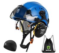 GREEN DEVIL Mervex - Casco de seguridad forestal con gafas de seguridad de doble cristal EN166 y silenciador EN352 SNR32dB, certificado EN397, material ABS unisex para jardinería, talas de madera y