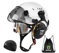 GREEN DEVIL Mervex - Casco de seguridad forestal con gafas de seguridad de doble cristal EN166 y silenciador EN352 SNR32dB, certificado EN397, material ABS unisex para jardinería, talas de madera y