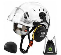 GREEN DEVIL Mervex - Casco de seguridad forestal con gafas de seguridad de doble cristal EN166 y silenciador EN352 SNR32dB, certificado EN397, material ABS unisex para jardinería, talas de madera y