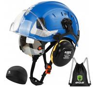 GREEN DEVIL Mervex - Casco de seguridad forestal con gafas de seguridad de doble cristal EN166 y silenciador EN352 SNR32dB, certificado EN397, material ABS unisex para jardinería, talas de madera y