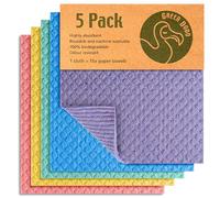 Green Dodo Bayeta Sueca 5 Unidades - Ecológica, Biodegradable y Sostenible - Paño de Cocina Absorbente y Sin Olor - Alternativa Reutilizable a los Paños de Papel de Cocina