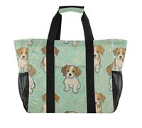 Green Dog Art Painting - Bolsas de lona plegables resistentes al agua para mujer, pintura artística de perro verde, 1 size, Moda