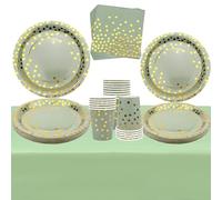 Green Dots Party Vajilla Suministros para 20 invitados Incluyendo platos, pancartas, tazas, servilletas, pajitas, manteles, fiesta de cumpleaños, baby shower, decoraciones de boda y graduación