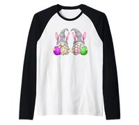Green Easter Gnomes For Women Cute Easter Eggs & Bunny Ears Camiseta Manga Raglan