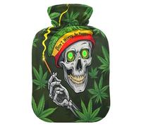 Green-Eyed Skeleton - Bolsa de agua caliente gótica con cubierta suave, bolsa de agua caliente de 2 L para calambres menstruales