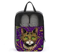 Green Eyes Cat wearing an gold mask shoe bag for Travel Daily Use Anti-Dust Storage Carrier Golf Shoe Pouch