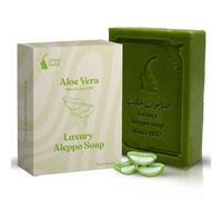 GREEN FADEL Jabón de Alepo Luxury Aloe Vera, 1 Jabón, Regalo Natural | 1 x ca. 100 g, jabón natural con aloe vera y aceite de laurel, hecho a mano, para rostro, cuerpo y manos, sin plástico