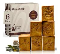 GREEN FADEL Jabón de Alepo Natural, 40% Aceite de Laurel, 6x ca. 200 g | Deluxe, jabón natural de aceite de oliva, hecho a mano, 60% aceite de oliva, para rostro, cuerpo y manos, sin plástico