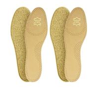 Green Feet 2 pares de plantillas de piel con suela de carbón activo o corcho para zapatos de mujer y hombre, tallas 36 a 48, color Marrón, talla 41 EU