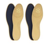 Green Feet 2 pares de plantillas de piel con suela de carbón activo o corcho para zapatos de mujer y hombre, tallas 36 a 48, color Marrón, talla 41 EU