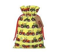 Green Fields Farming Machine - Bolsa de Navidad con cordón y etiquetas, reutilizable, para fiestas de cumpleaños, regalos, bodas, vacaciones