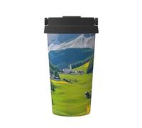 Green Fields for Spring Inspiration - Taza de café aislada con tapa, vaso de viaje de acero inoxidable a prueba de fugas