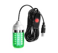 Green Fishing Light 5m Line Attract Fish - 12x6.5x6.5cm 140g 500mA Warm White Raft Pole Light - Underwater Submersible Lamp For Night Ice Bass Fishing - Pond Bait Ļight